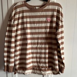 Z Supply Tan and White Striped Top